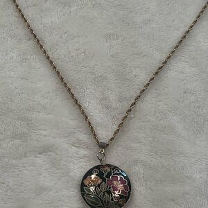 Caco -12K GF Floral Pendant Necklace with Gold Chain